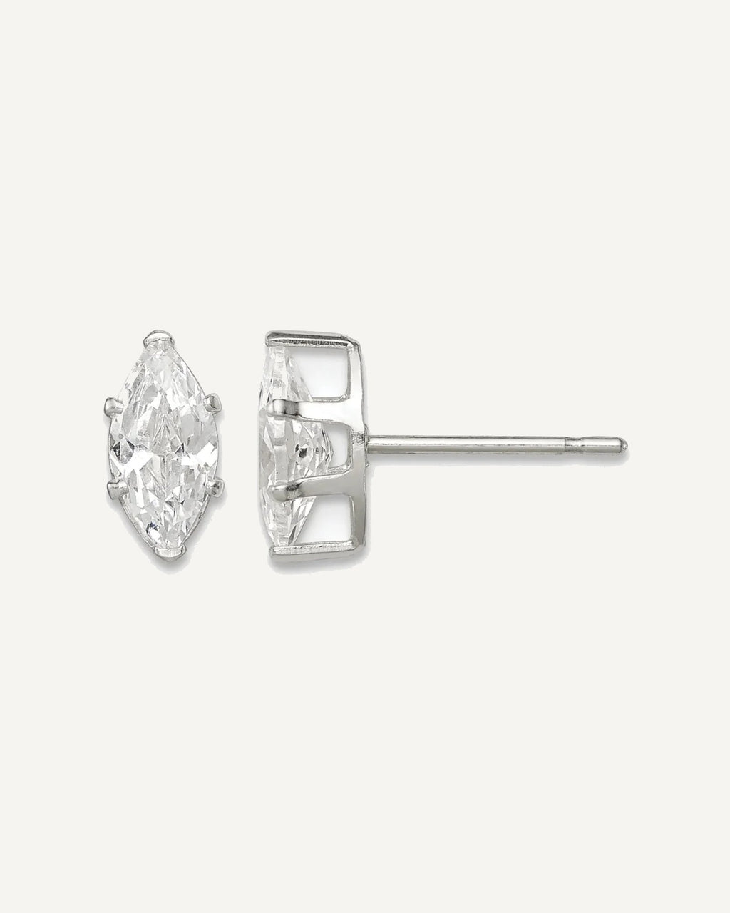 CZ Stud Earrings — 8x4 mm, Snap-in Mounting – View 1