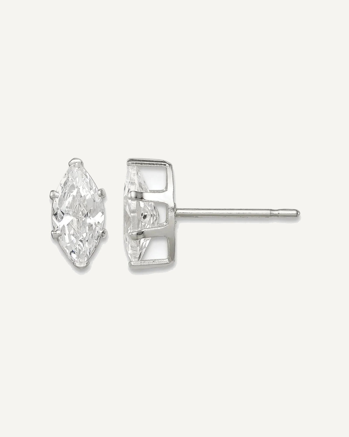 CZ Stud Earrings — 8x4 mm, Snap-in Mounting – View 1