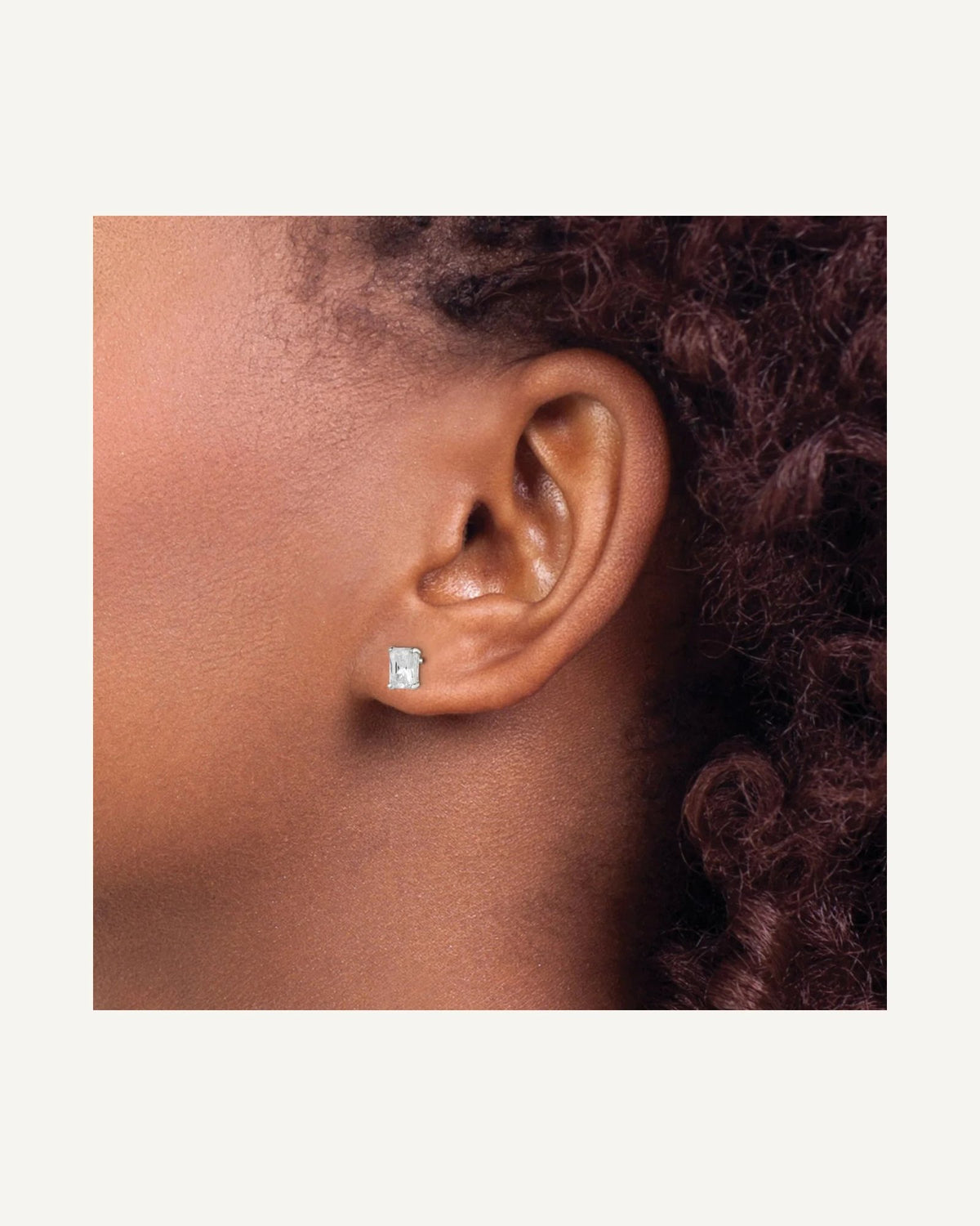 CZ Stud Earrings — 6x4 mm, Basket Mounting – View 3