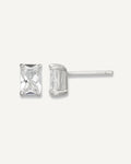CZ Stud Earrings — 6x4 mm, Basket Mounting – View 1