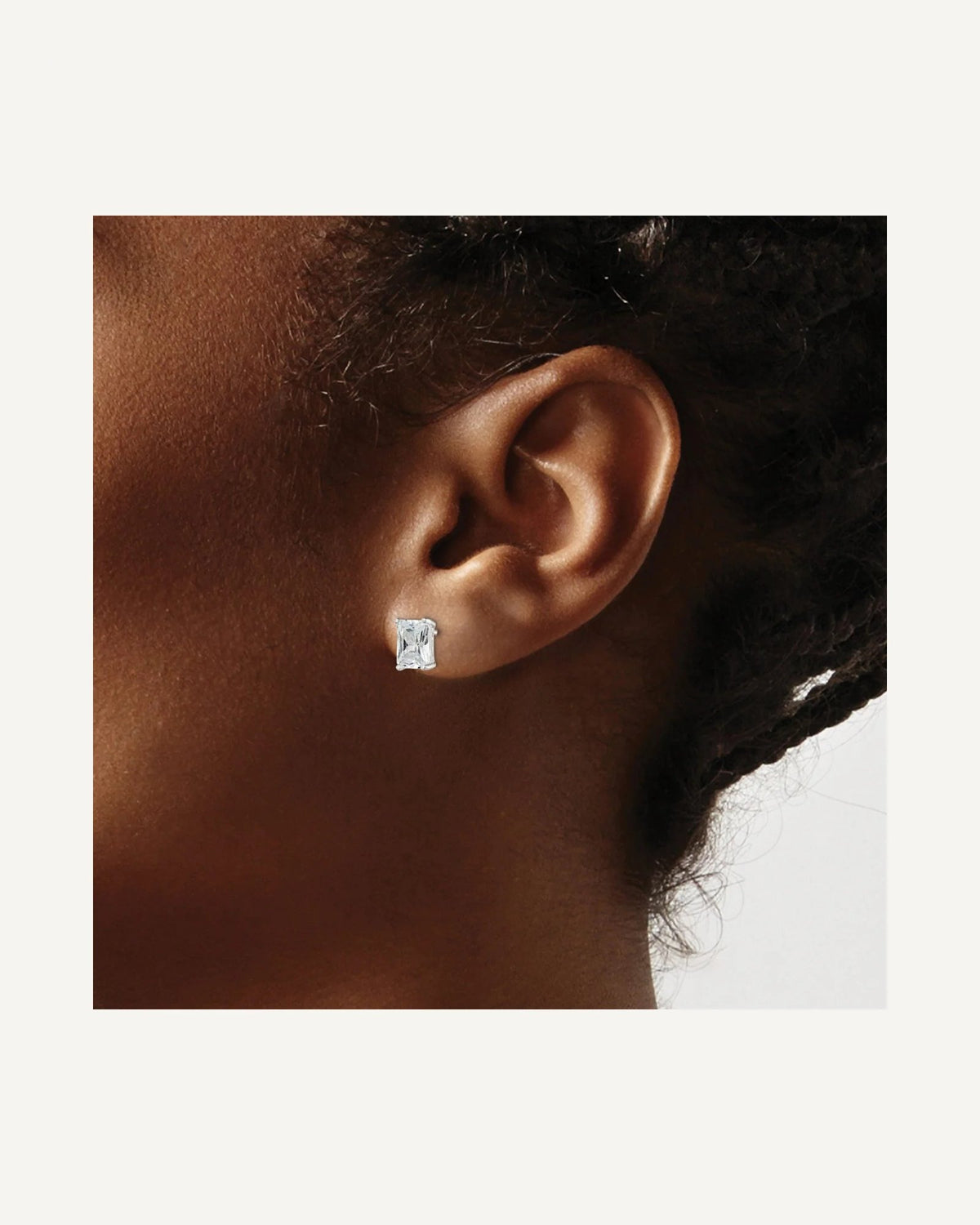 CZ Stud Earrings — 7x5 mm, Basket Mounting – View 3