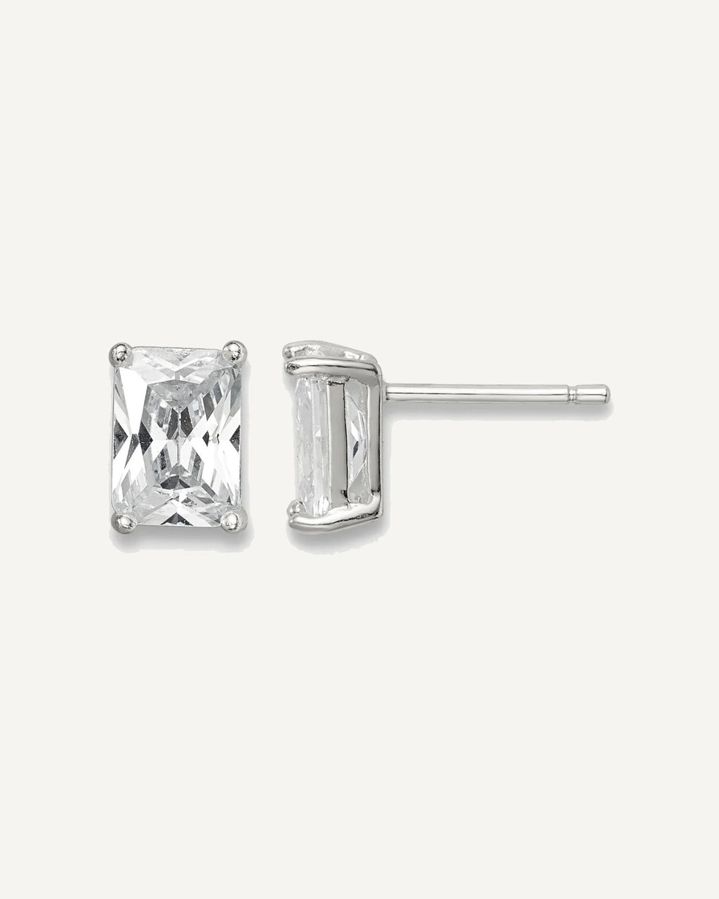 CZ Stud Earrings — 7x5 mm, Basket Mounting – View 1