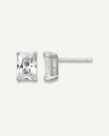 CZ Stud Earrings — 7x5 mm, Basket Mounting – View 1