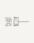 CZ Stud Earrings — 8x6 mm, Basket Mounting – View 1
