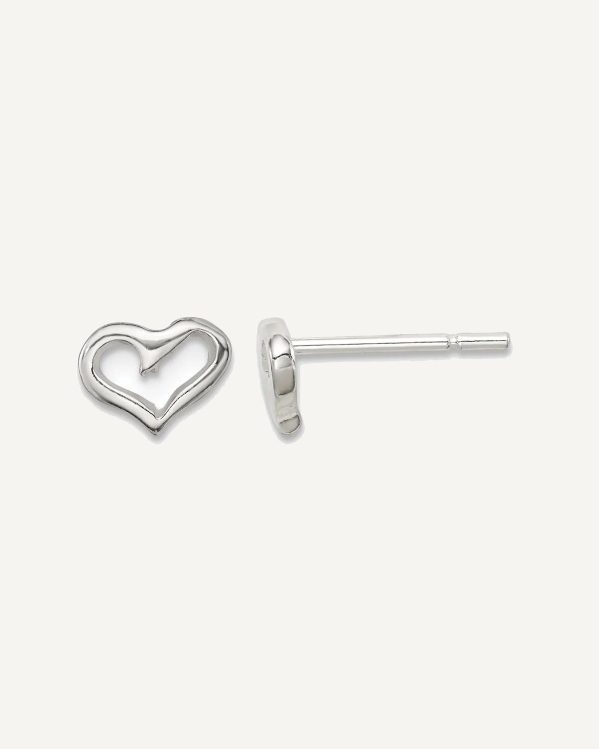 Sterling Silver Polished Open Heart Petite Post Earrings – View 1