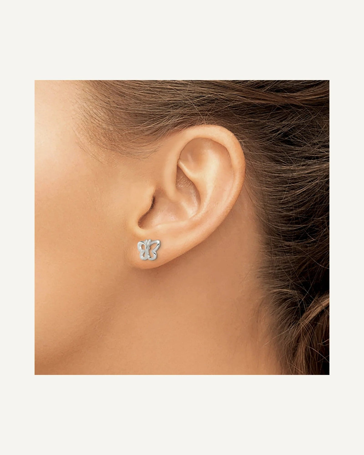 Sterling Silver Polished Butterfly Post Earrings – View 3