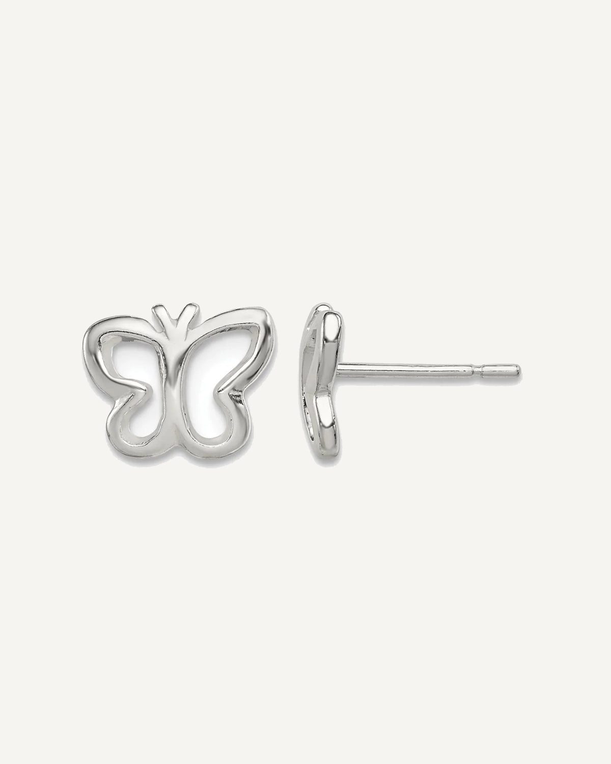 Sterling Silver Polished Butterfly Post Earrings – View 1