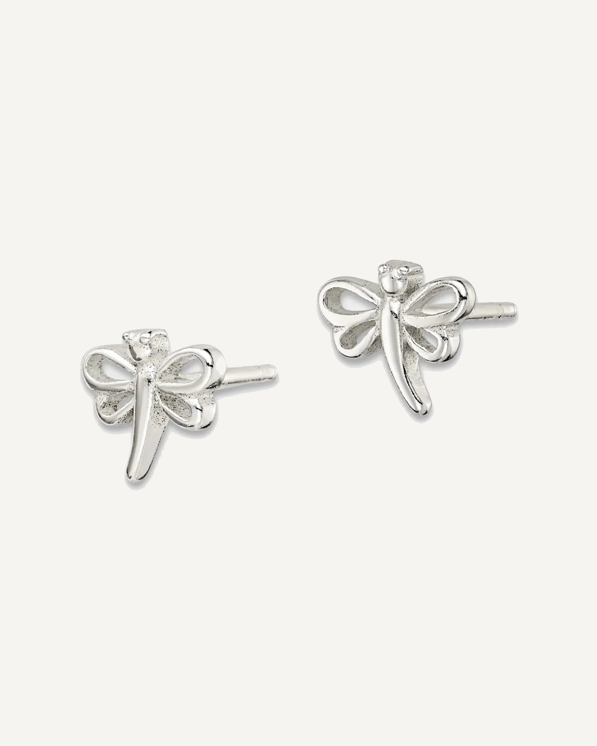 Sterling Silver Polished Dragonfly Petite Post Earrings – View 2