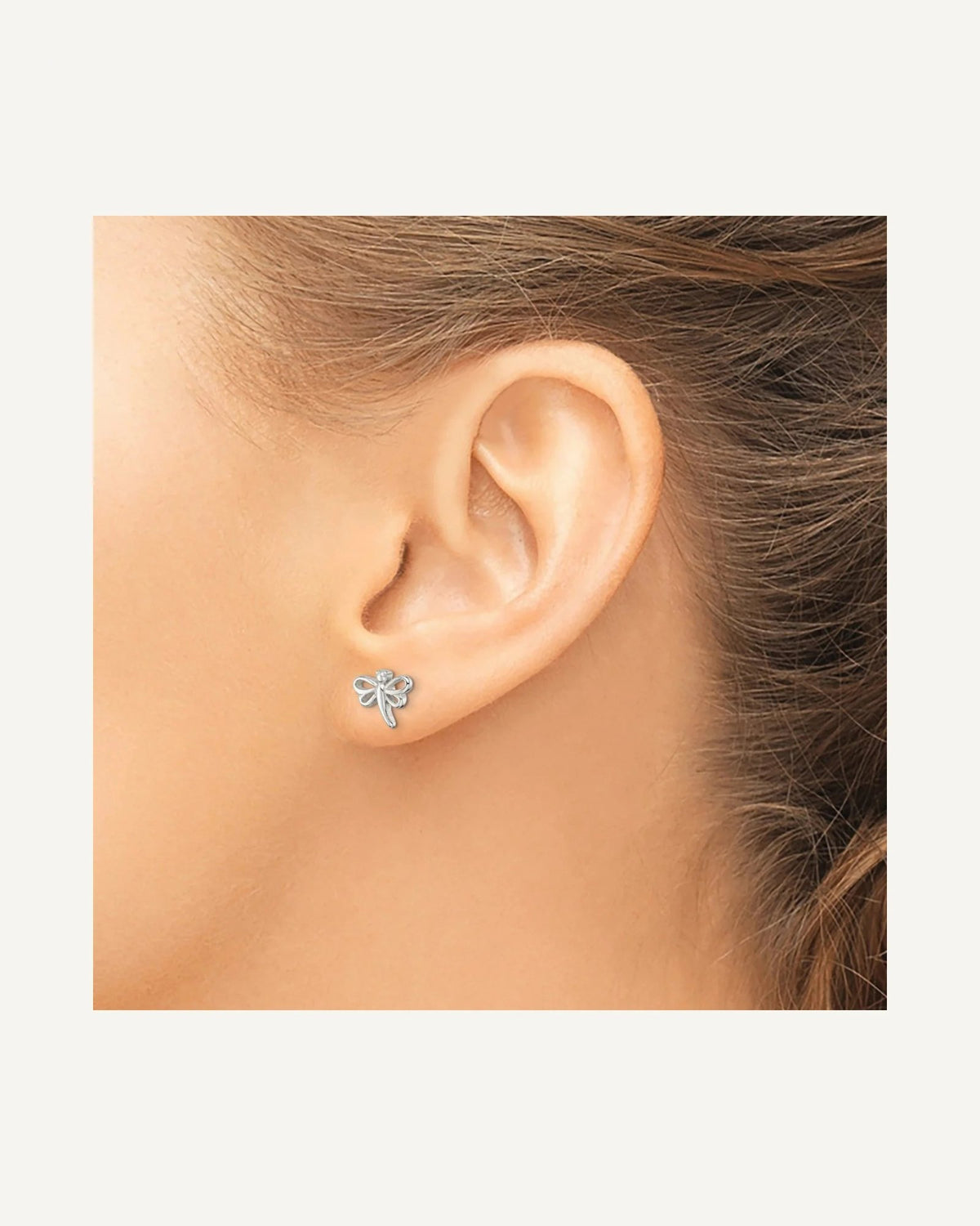 Sterling Silver Polished Dragonfly Petite Post Earrings – View 3
