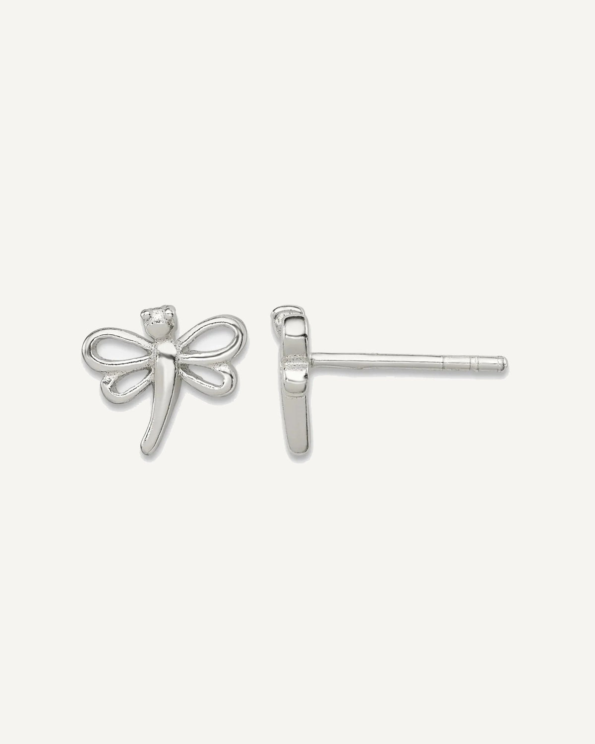 Sterling Silver Polished Dragonfly Petite Post Earrings – View 1