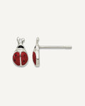Sterling Silver Polished Red/Black Enameled Ladybug Post Earrings – View 1