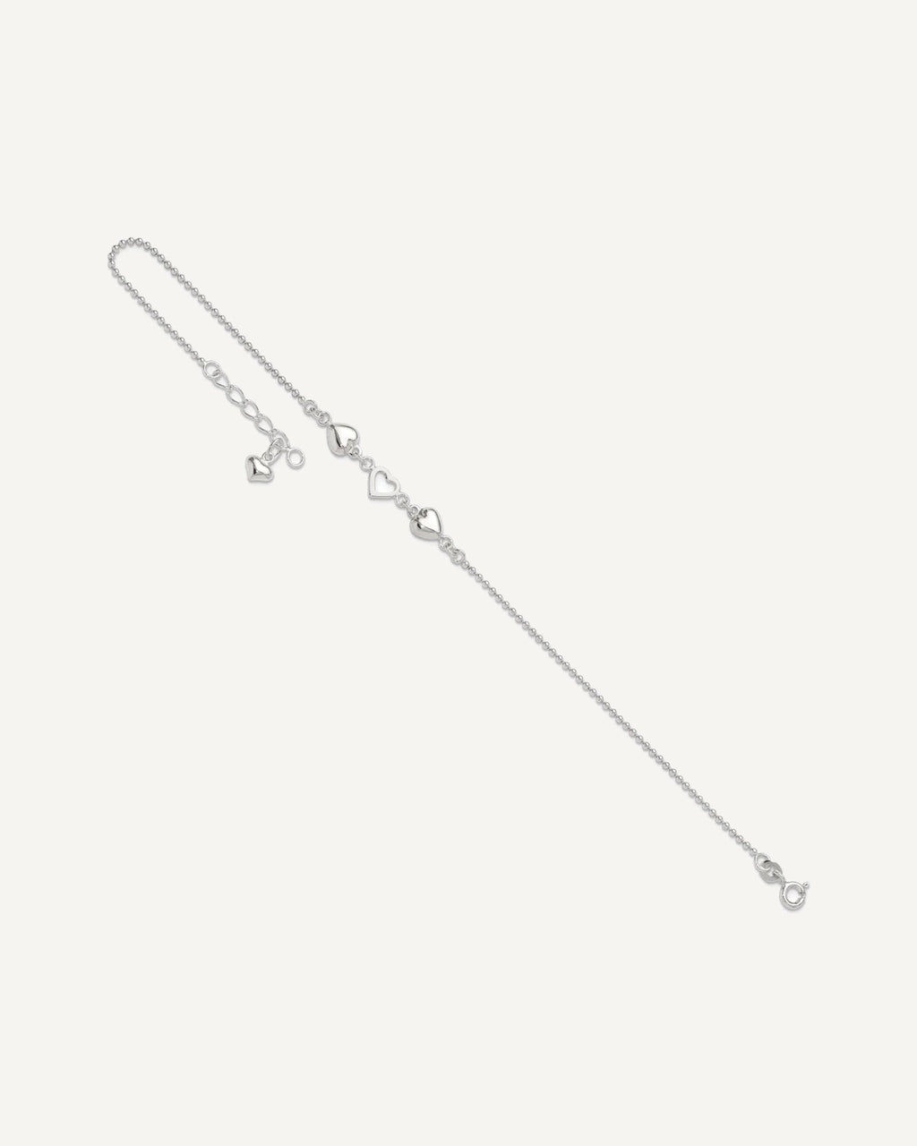 Sterling Silver Heart 9 inch Plus 1 inch Extender - Total 10 inch Anklet – View 7