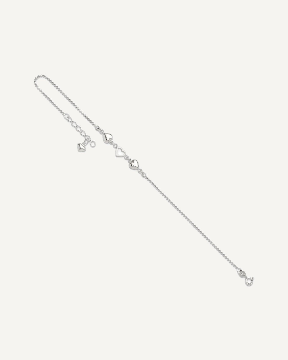 Sterling Silver Heart 9 inch Plus 1 inch Extender - Total 10 inch Anklet – View 7
