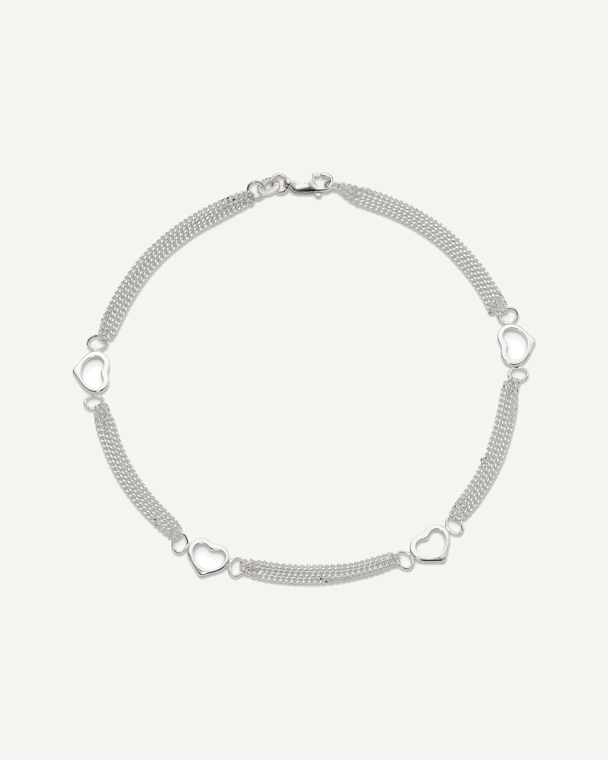 Sterling Silver 10inch Polished Heart Anklet – View 5