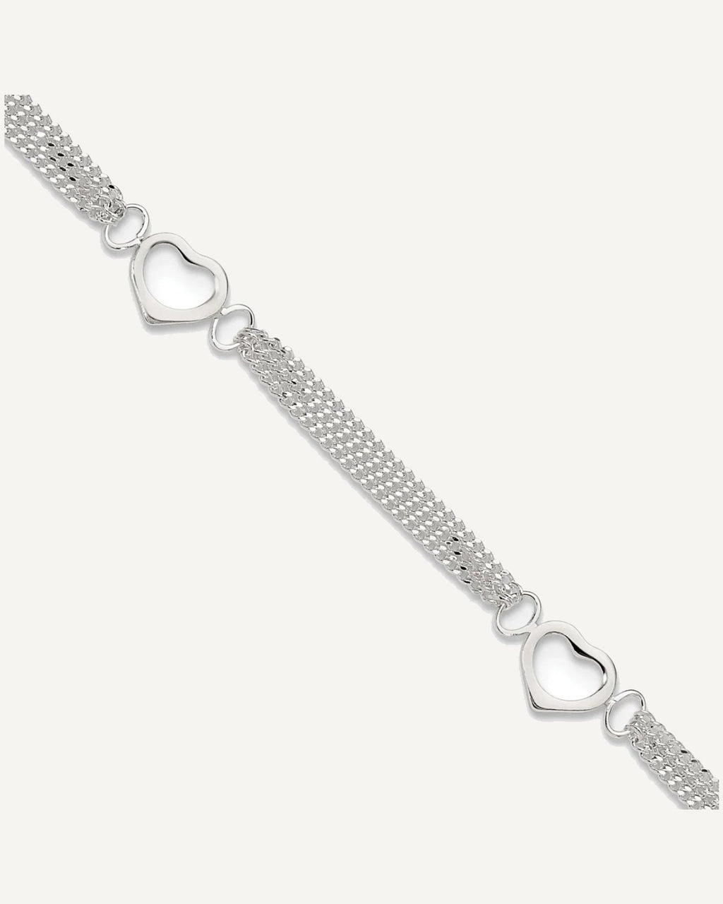 Sterling Silver 10inch Polished Heart Anklet – View 1