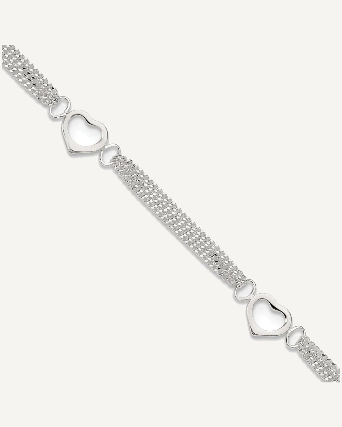 Sterling Silver 10inch Polished Heart Anklet – View 1