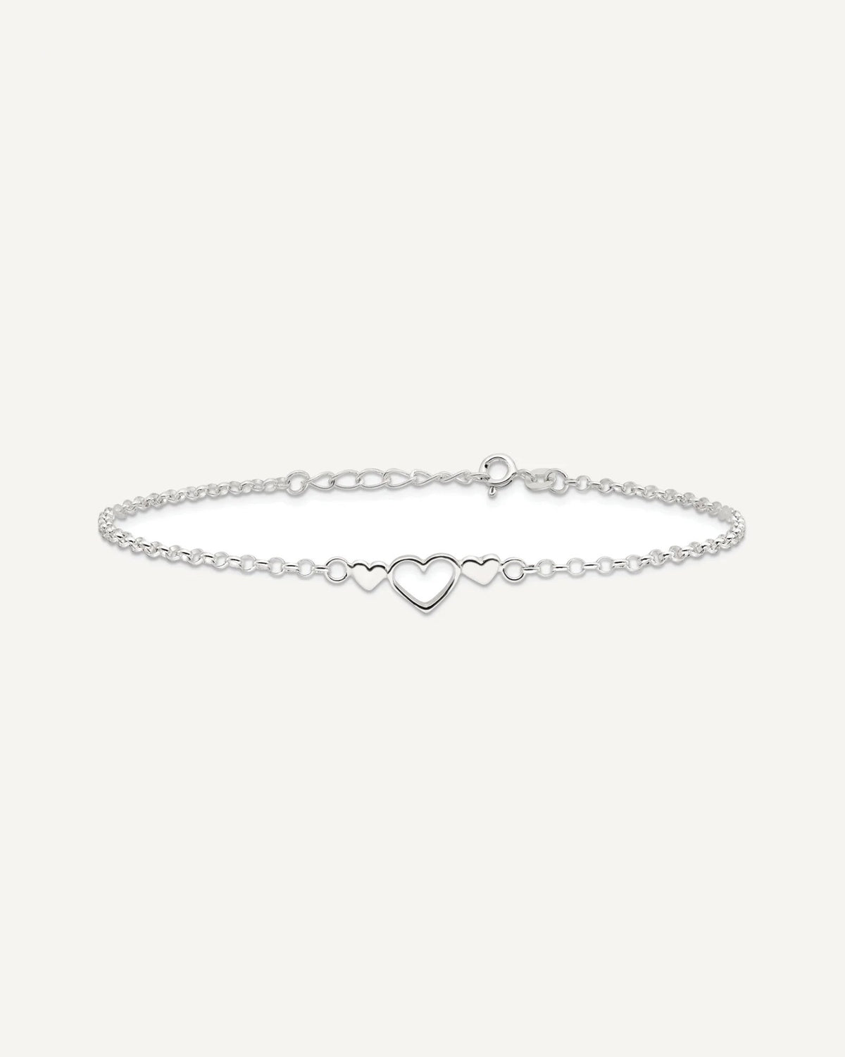Sterling Silver Three Hearts 9 inch Plus 1 inch Extender - Total 10 inch Anklet – View 3