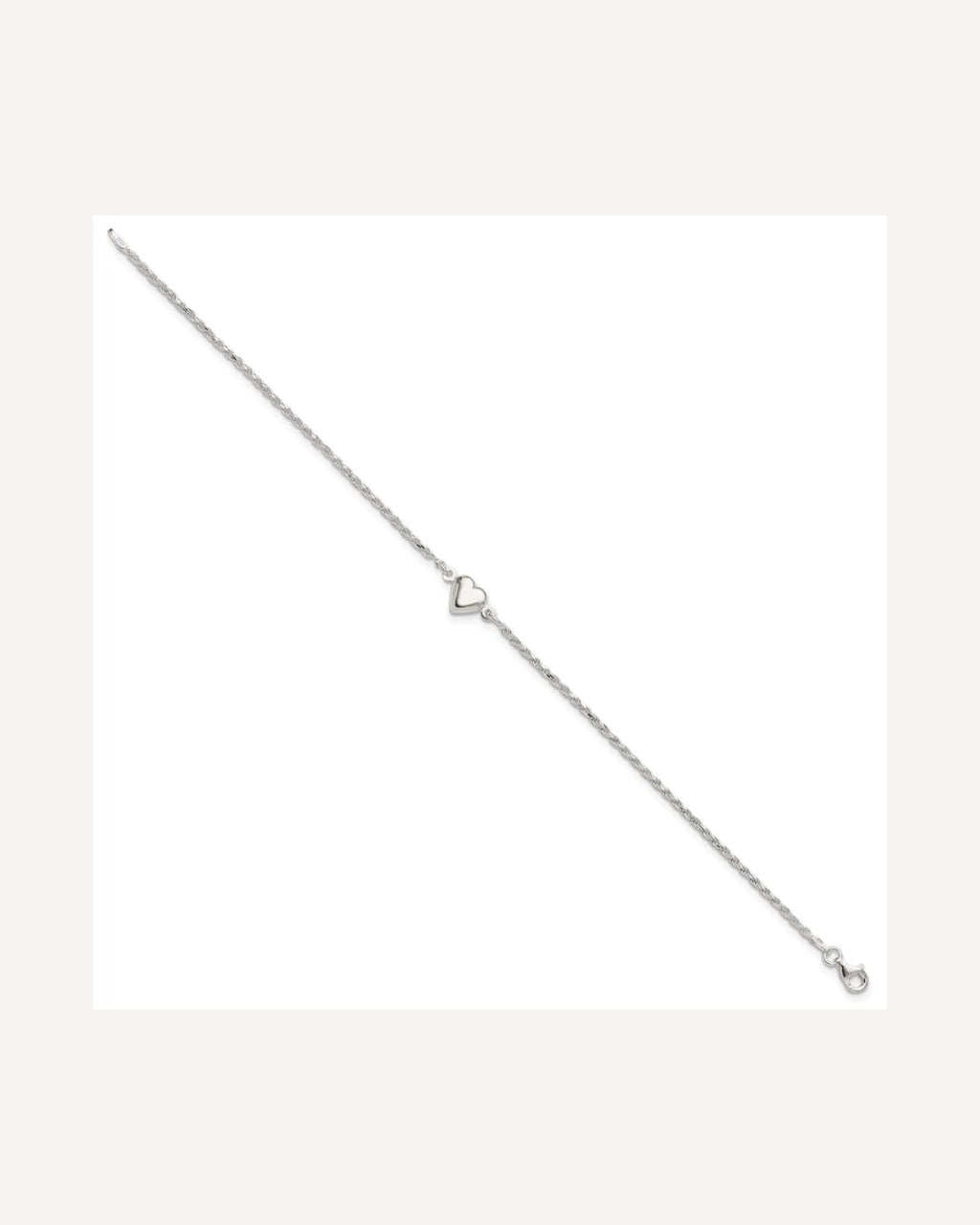 Sterling Silver Puffed Heart Anklet – View 2