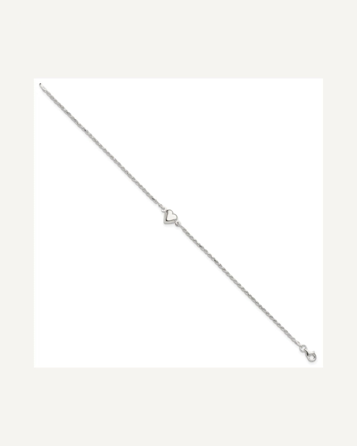 Sterling Silver Puffed Heart Anklet – View 2