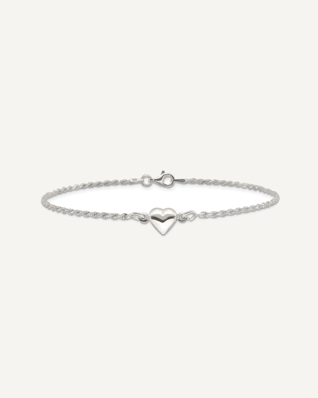 Sterling Silver Puffed Heart Anklet – View 3