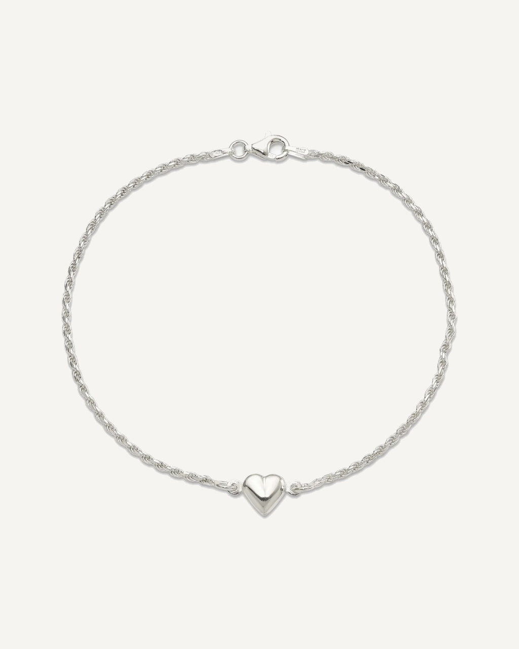 Sterling Silver Puffed Heart Anklet – View 5