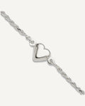 Sterling Silver Puffed Heart Anklet – View 1