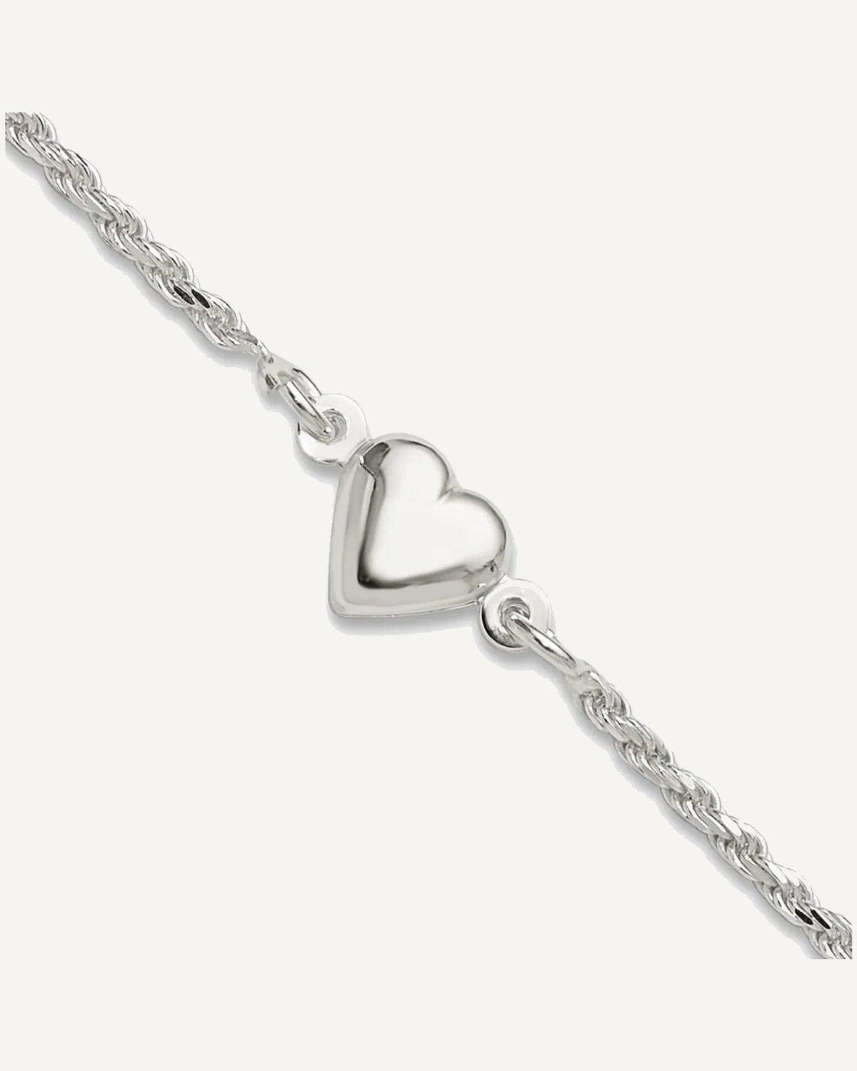 Sterling Silver Puffed Heart Anklet – View 1