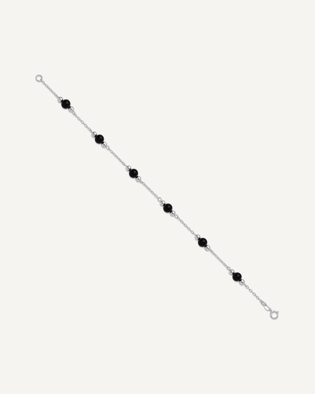 Sterling Silver Rhodium-plated 9inch Polished Onyx Anklet – View 2
