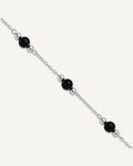 Sterling Silver Rhodium-plated 9inch Polished Onyx Anklet – View 1