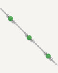Sterling Silver Rhodium-plated 9inch Polished Green Jade Anklet – View 1