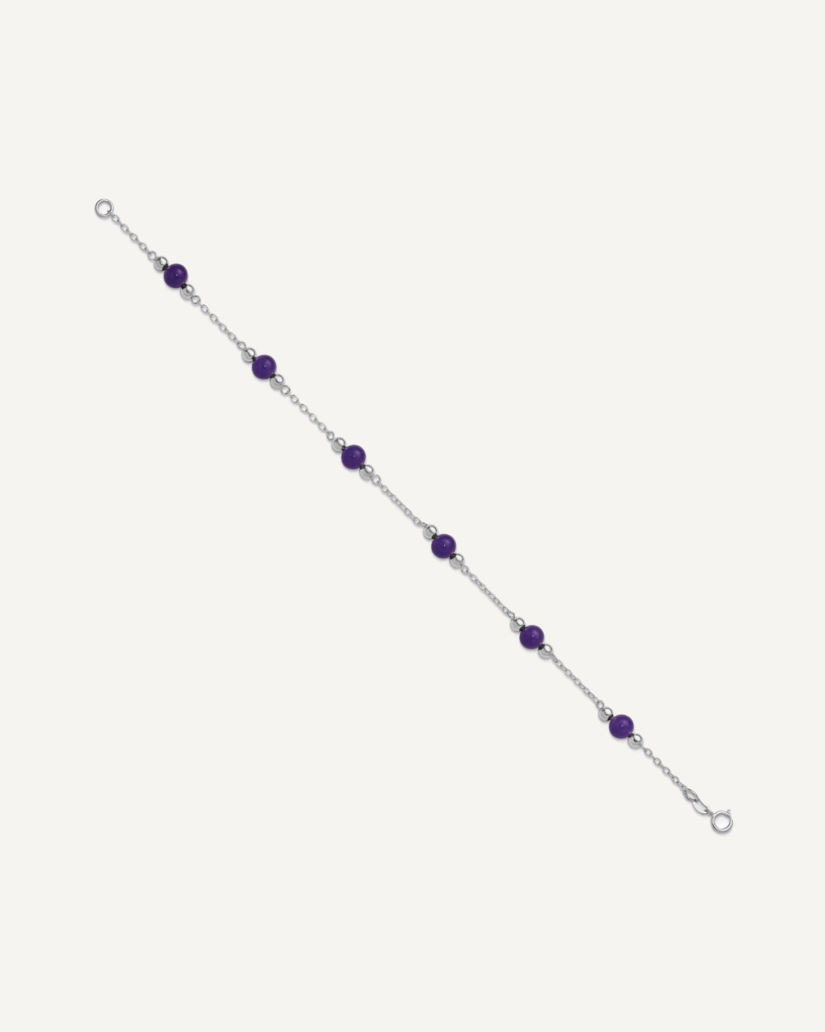 Sterling Silver Rhodium-plated 9inch Polished Lavender Jade Anklet – View 2
