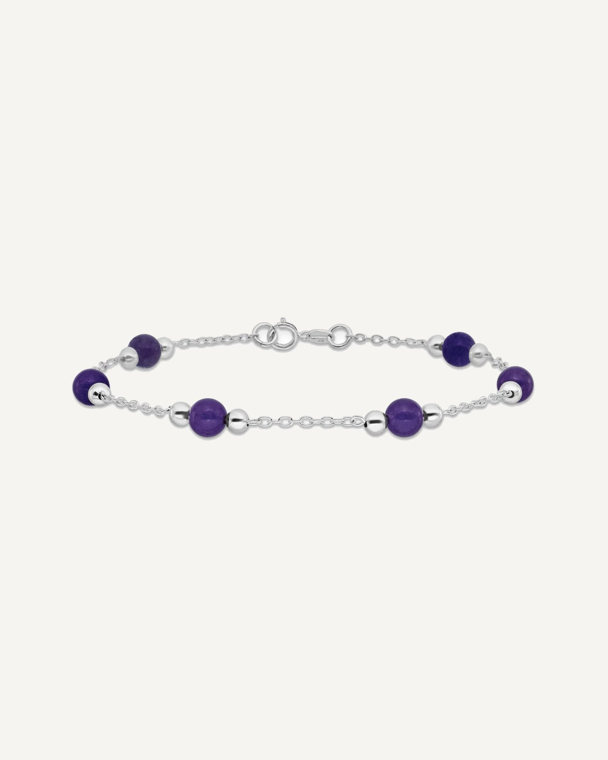 Sterling Silver Rhodium-plated 9inch Polished Lavender Jade Anklet – View 3