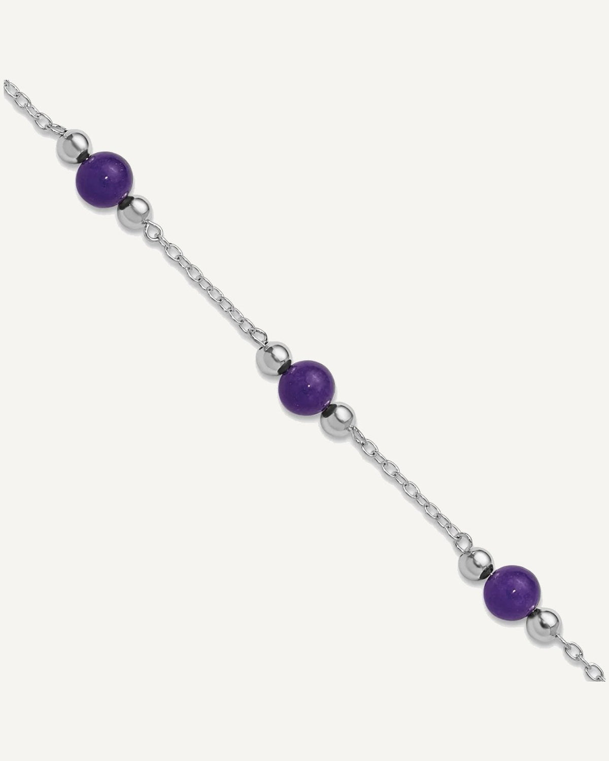 Sterling Silver Rhodium-plated 9inch Polished Lavender Jade Anklet – View 1