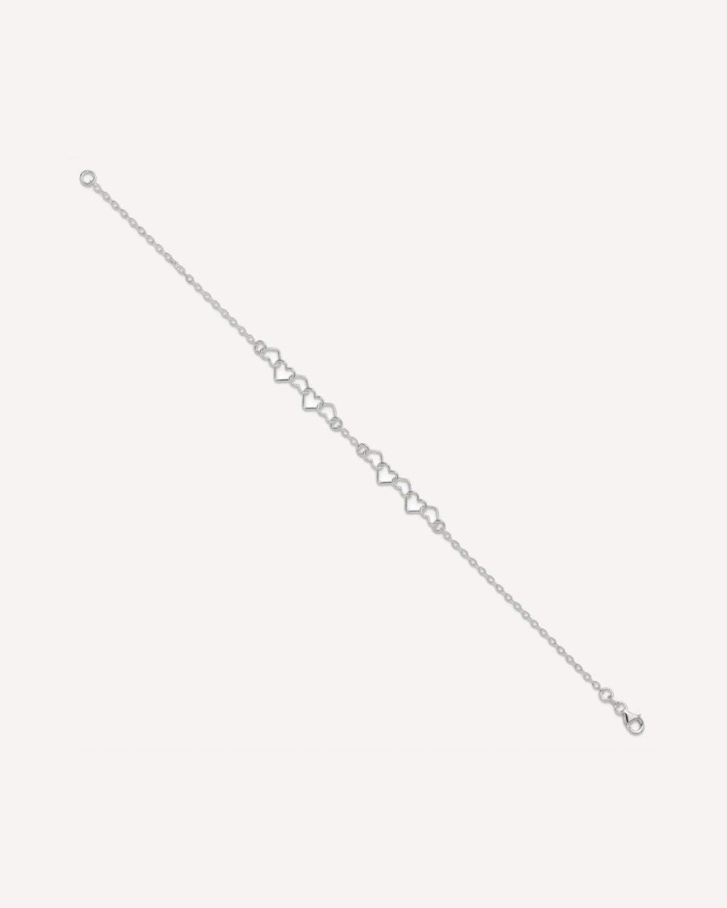 Sterling Silver 9inch Polished Fancy Heart Link Anklet – View 2