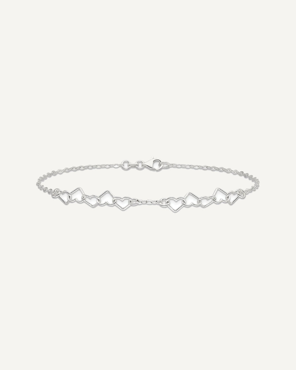 Sterling Silver 9inch Polished Fancy Heart Link Anklet – View 3