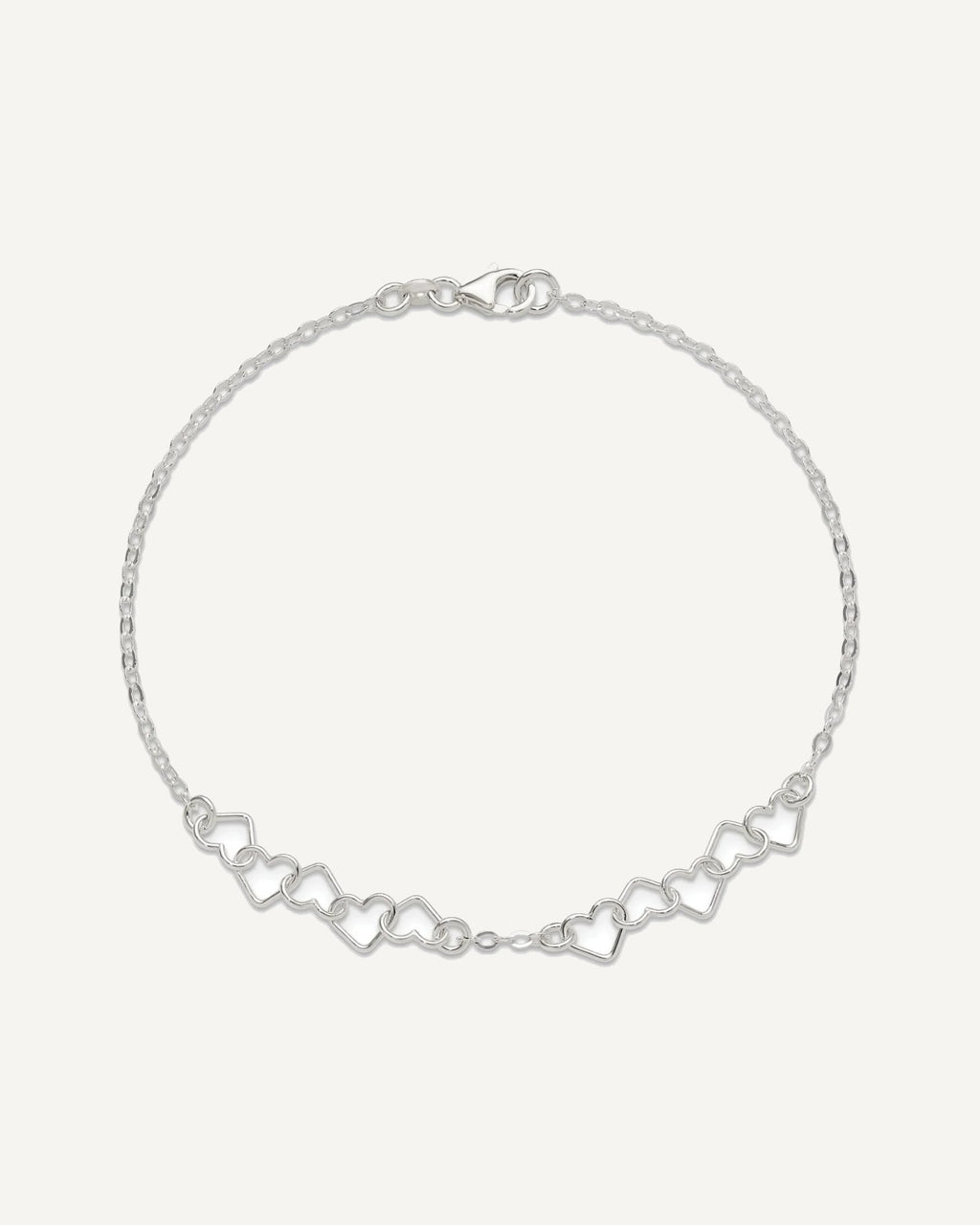 Sterling Silver 9inch Polished Fancy Heart Link Anklet – View 5