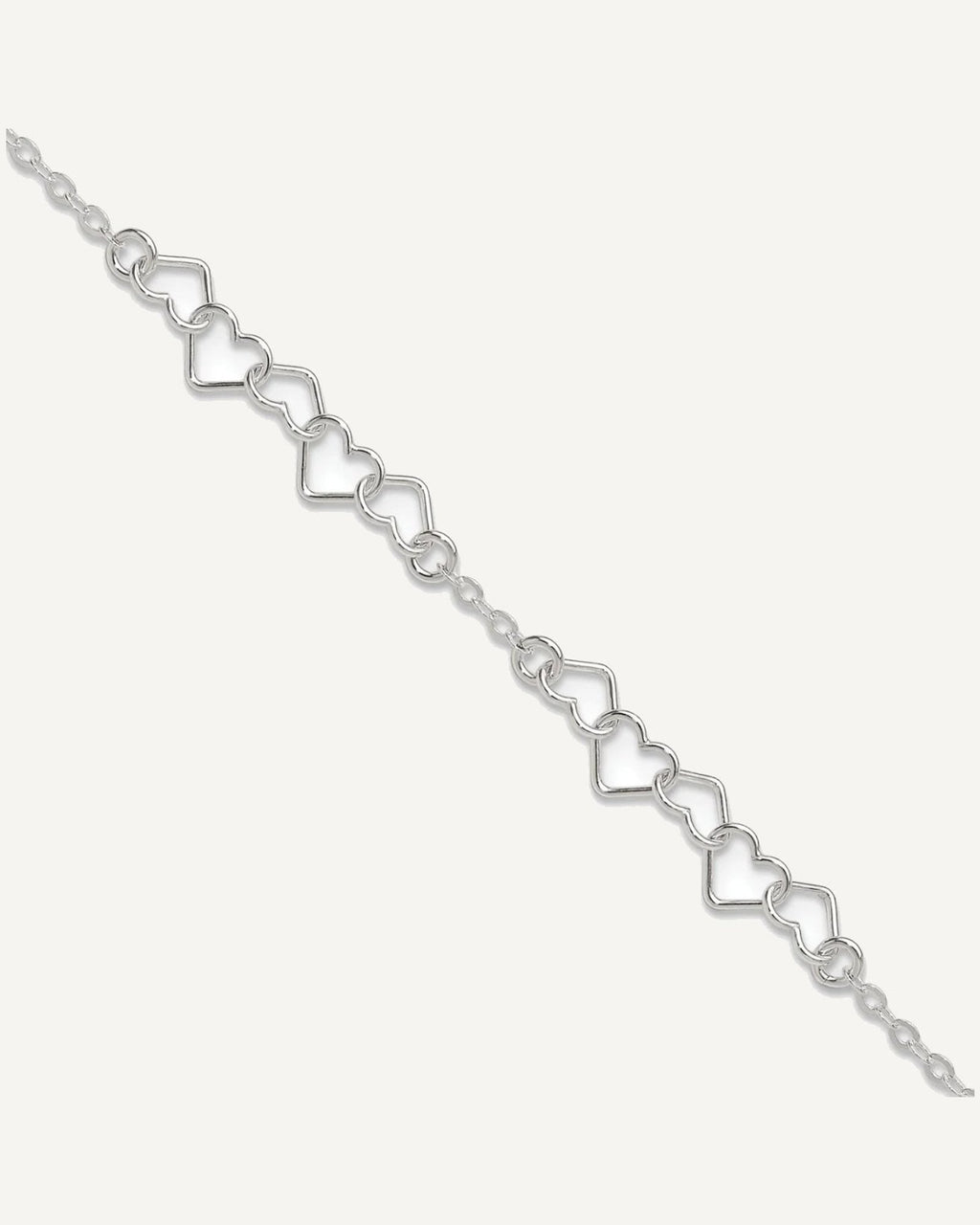 Sterling Silver 9inch Polished Fancy Heart Link Anklet – View 1