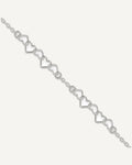 Sterling Silver 9inch Polished Fancy Heart Link Anklet – View 1