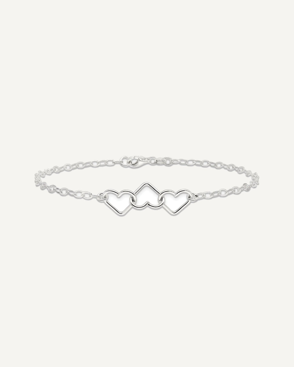 Sterling Silver 9inch Solid Polished Fancy Heart Link Anklet – View 3
