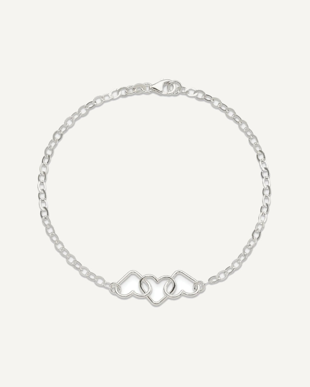 Sterling Silver 9inch Solid Polished Fancy Heart Link Anklet – View 5