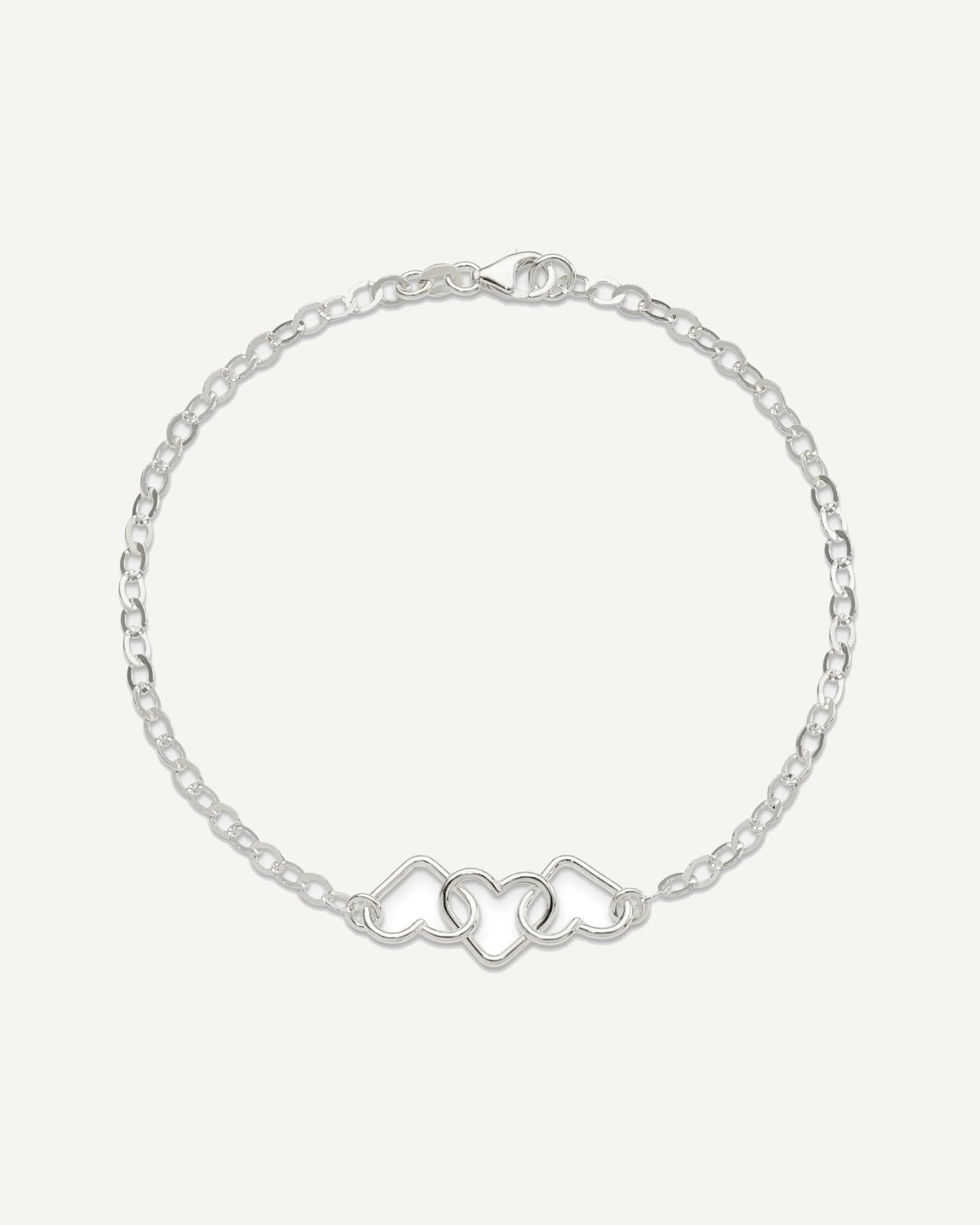 Sterling Silver 9inch Solid Polished Fancy Heart Link Anklet – View 5