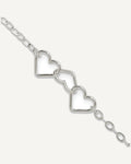 Sterling Silver 9inch Solid Polished Fancy Heart Link Anklet – View 1