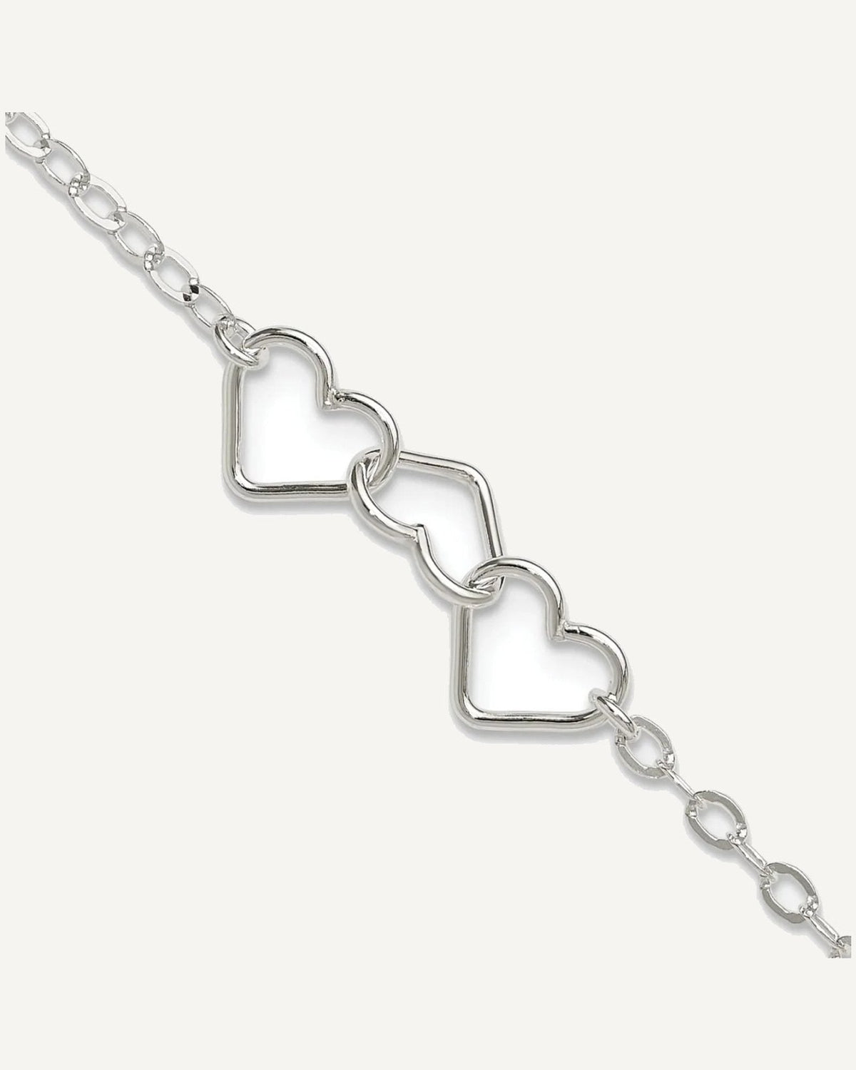 Sterling Silver 9inch Solid Polished Fancy Heart Link Anklet – View 1