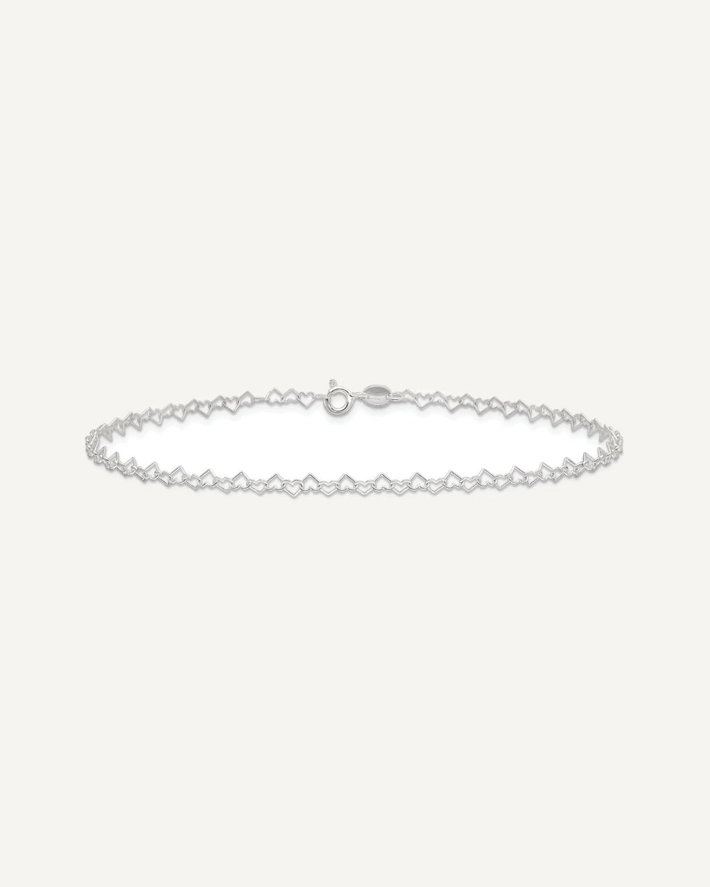 Sterling Silver 3.5mm Fancy Heart Link Anklet – View 3