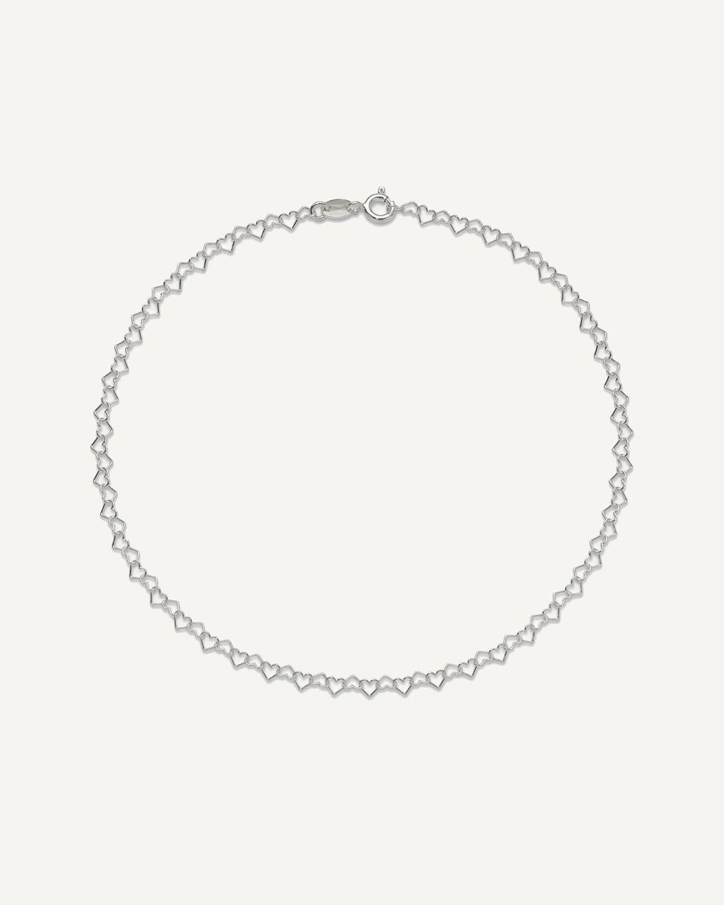 Sterling Silver 3.5mm Fancy Heart Link Anklet – View 5