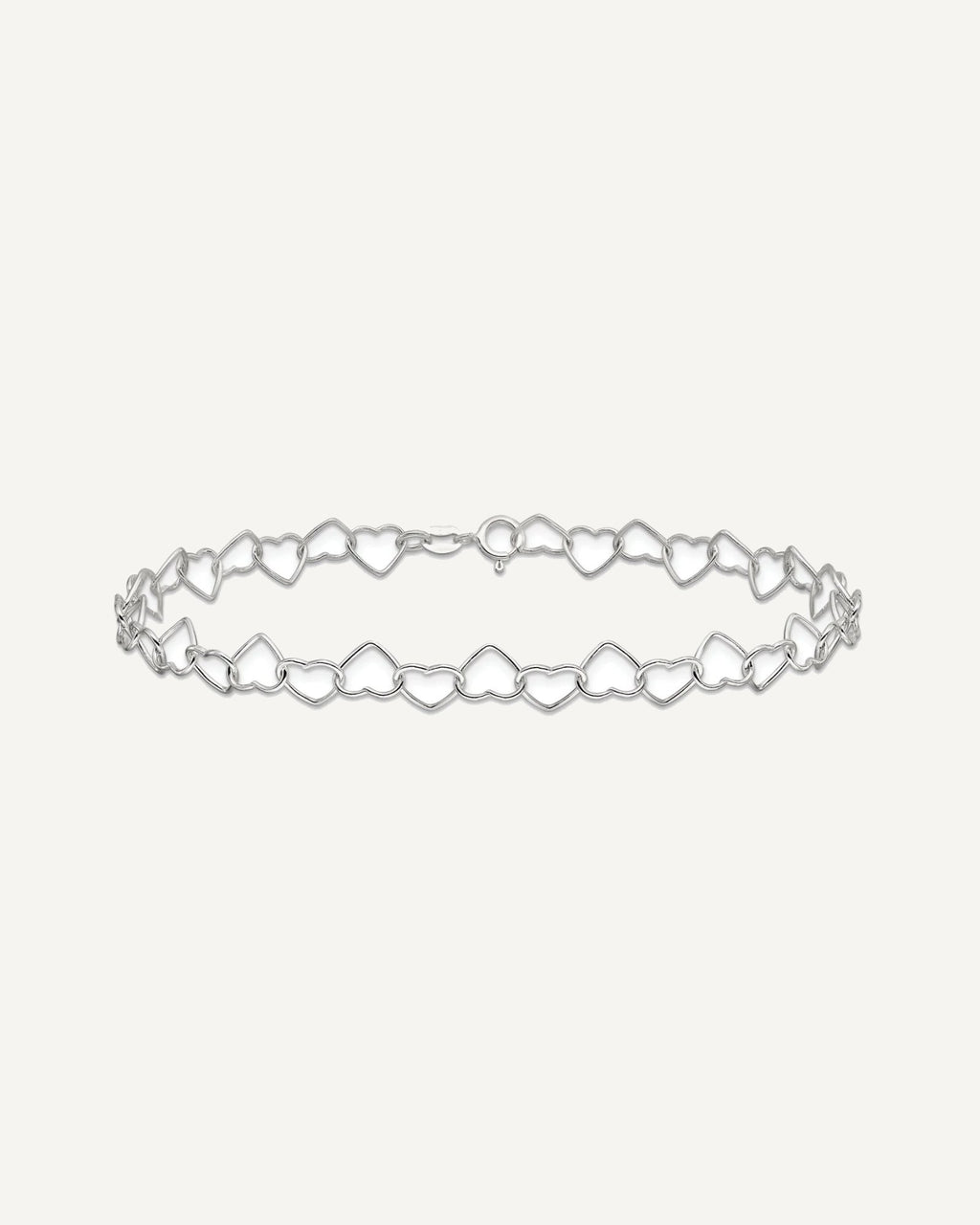 Sterling Silver Fancy Heart Link 9in. Anklet – View 3