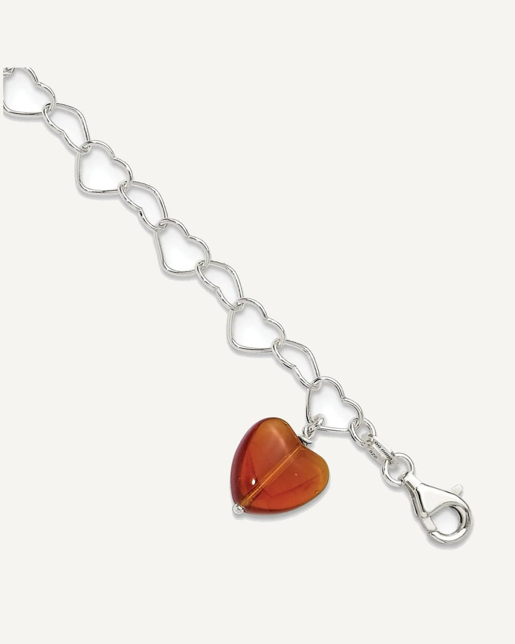 Sterling Silver Link Red Synthetic Crystal Stone Heart Anklet – View 1