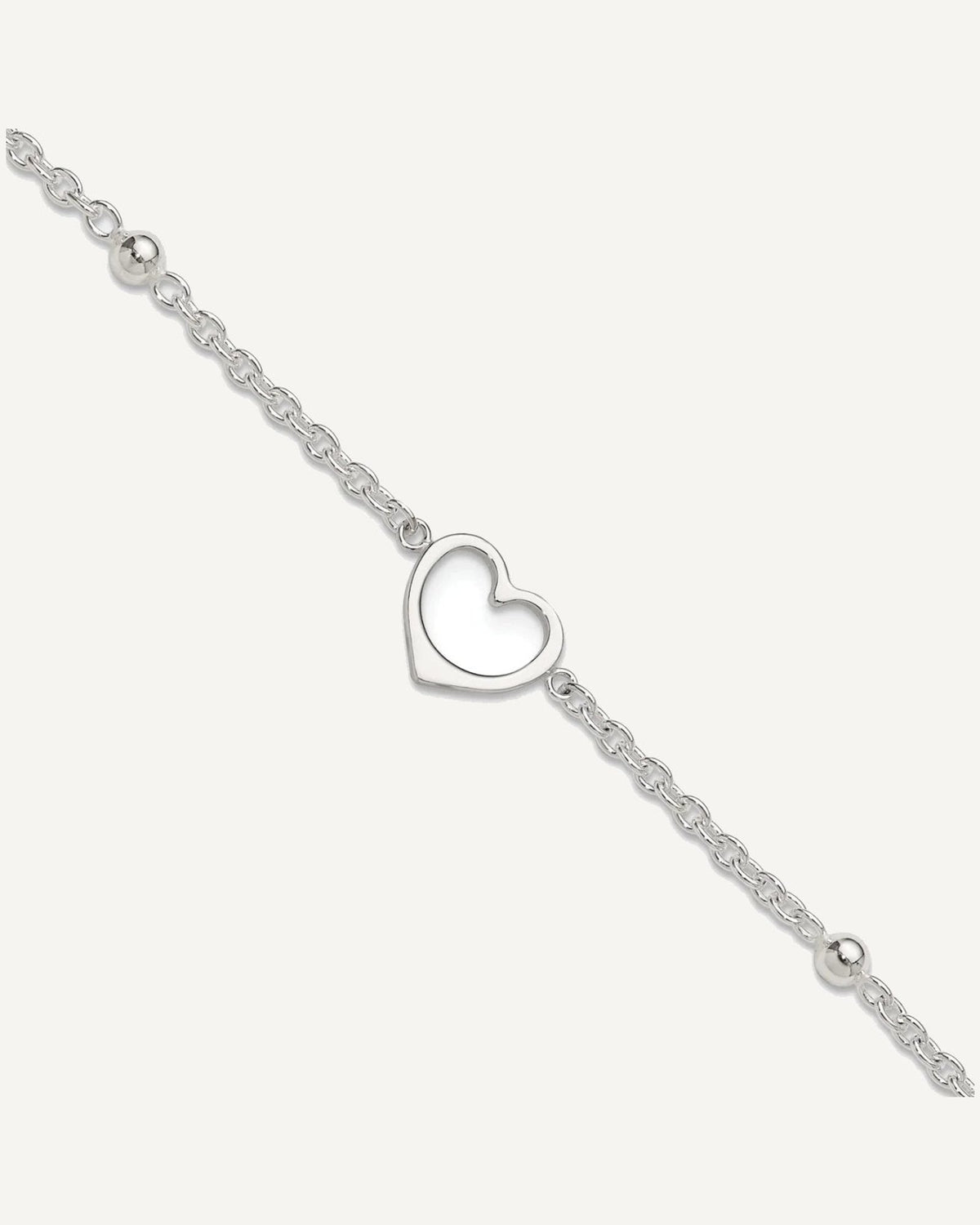 Sterling Silver Open Heart and Bead 9 inch Plus 1 inch Extender - Total 10 inch Anklet – View 1