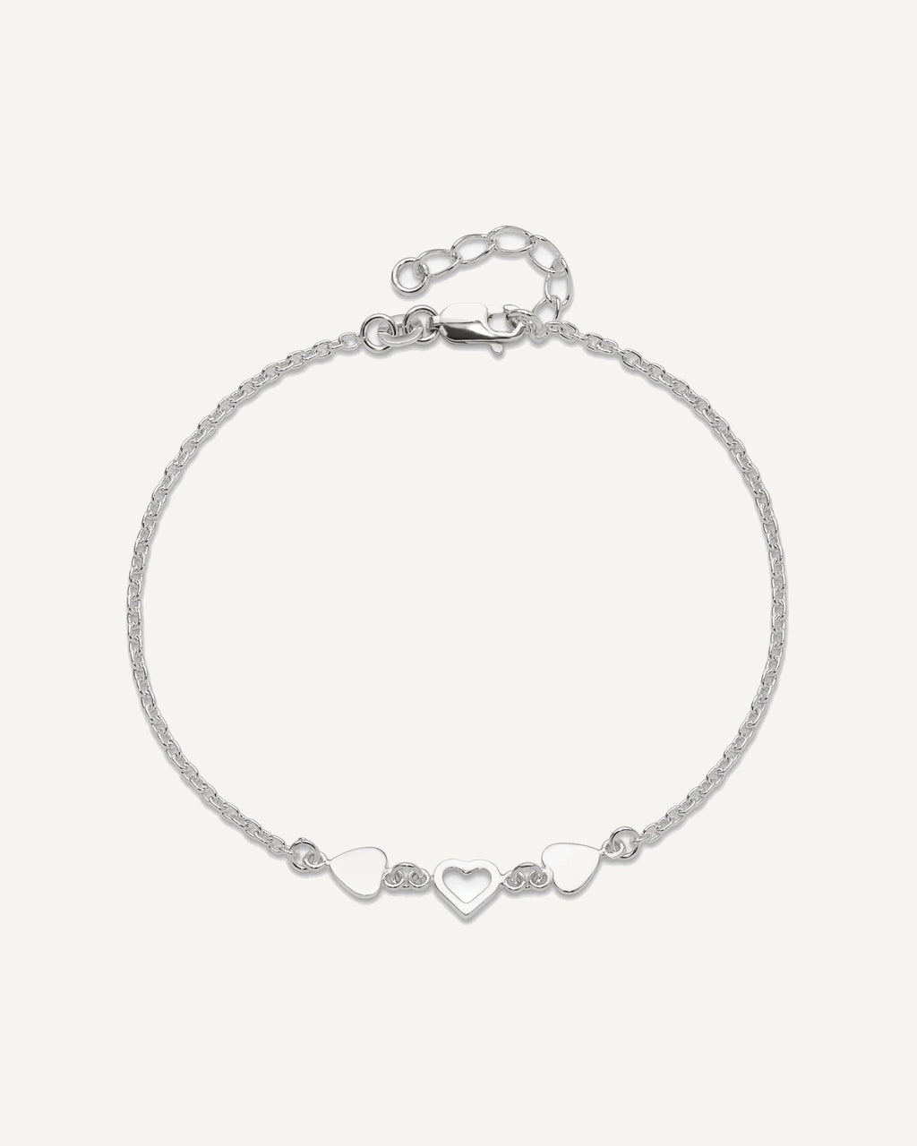 Sterling Silver Three Hearts 9 inch Plus 1 inch Extender - Total 10 inch Anklet – View 4