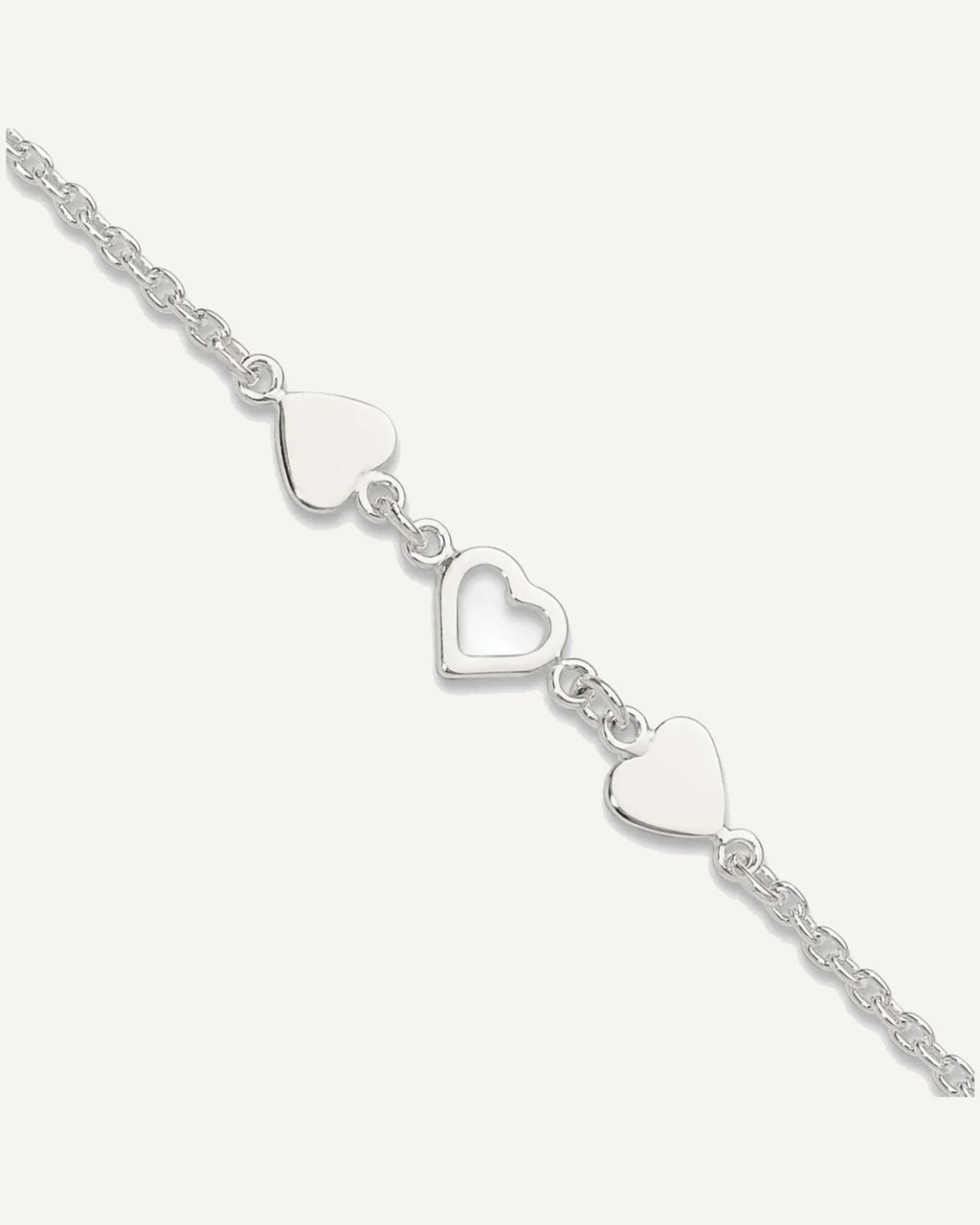 Sterling Silver Three Hearts 8 inch Plus 1 inch Extender - Total 9 inch Anklet – View 1